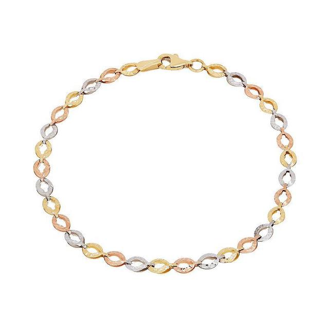 Everlasting Gold Tri Tone 14k Gold Oval Link Bracelet, Womens 14k  Tn Product Image