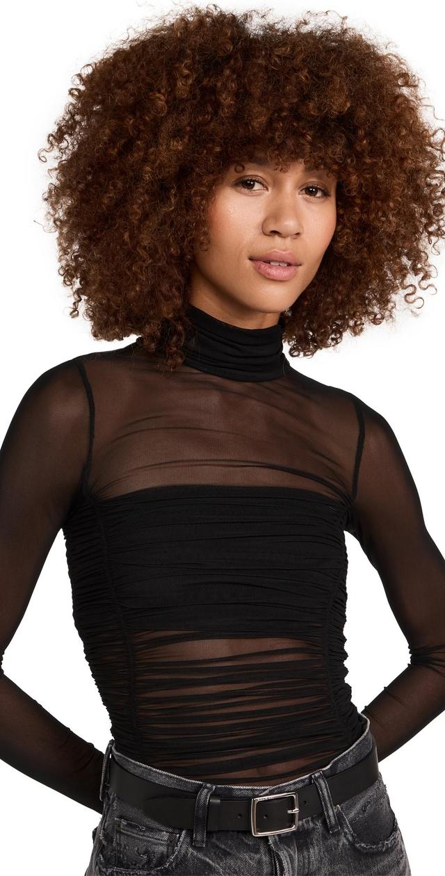 Free People Under It All Ruched Mesh Turtleneck Bodysuit Product Image