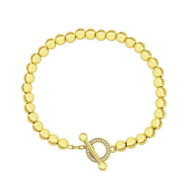 Argento Bella Sterling Silver Cubic Zirconia Beaded Toggle Bracelet, Womens Gold Tone Product Image