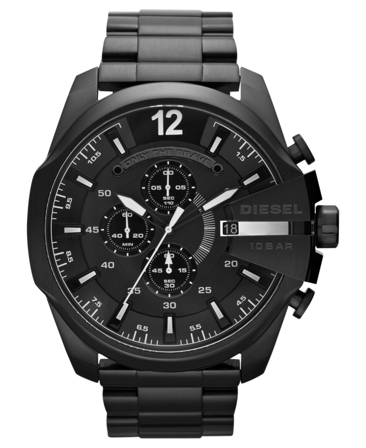 Diesel Mens Chronograph Black Ion-Plated Stainless Steel Bracelet Watch 51mm DZ4283 Product Image