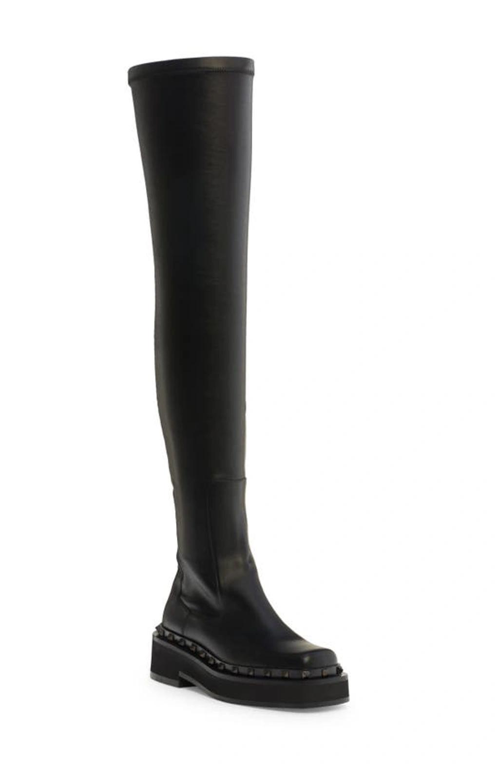 M-way Rockstud Platform Over The Knee Boot In Black Product Image