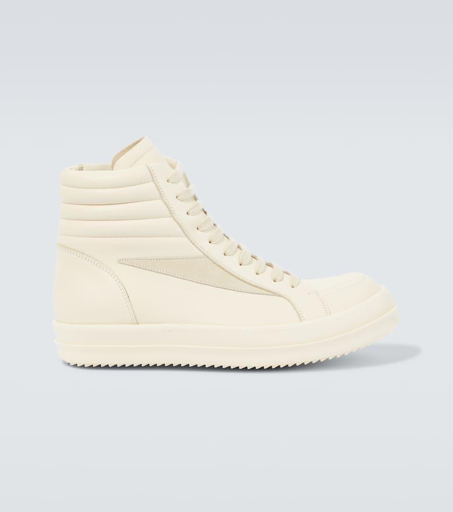 RICK OWENS Hi Vintage Leather High-top Sneakers In Milk/milk Product Image