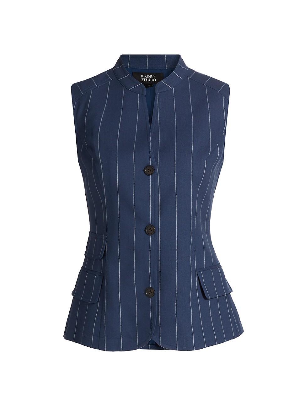 Womens Pinstripe Cotton-Linen Vest Product Image