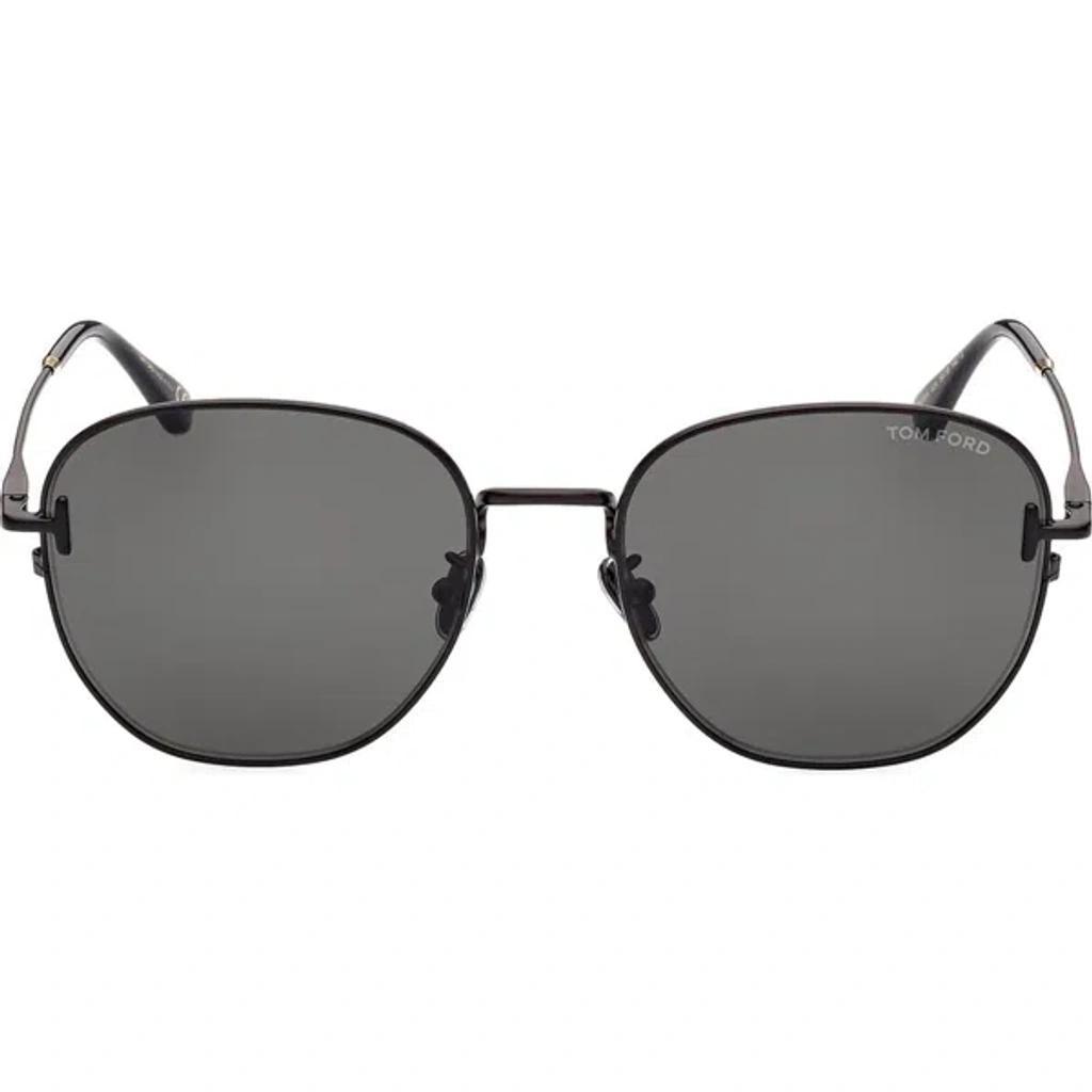 TOM FORD Round 56mm Sunglasses In Matte Black/smoke Product Image