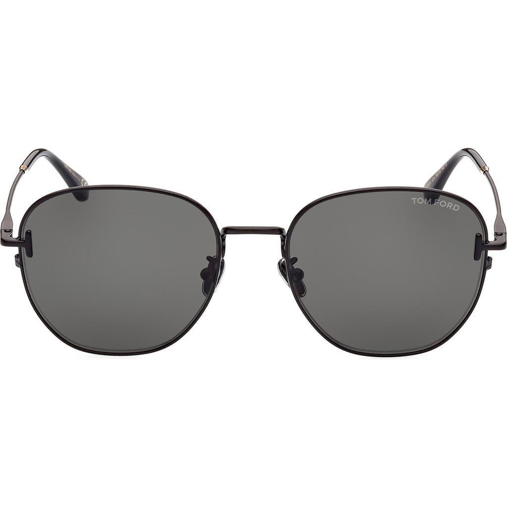 TOM FORD Round 56mm Sunglasses In Matte Black/smoke Product Image