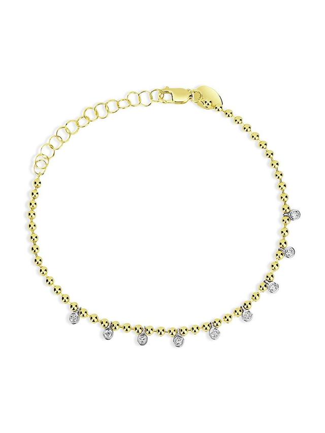 Womens 14K Yellow Gold & 0.15 TCW Diamond Bead Chain Bracelet Product Image