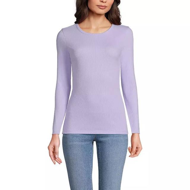 Womens Lands End Micro Rib Tee Purple Cloud Product Image