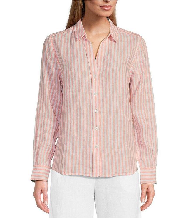 Tommy Bahama Cabana Woven Striped Print Point Collar Long Sleeve Shirt Product Image