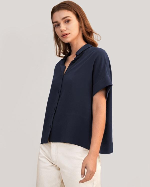 Casual Short Sleeves Loose Silk T-Shirt Product Image