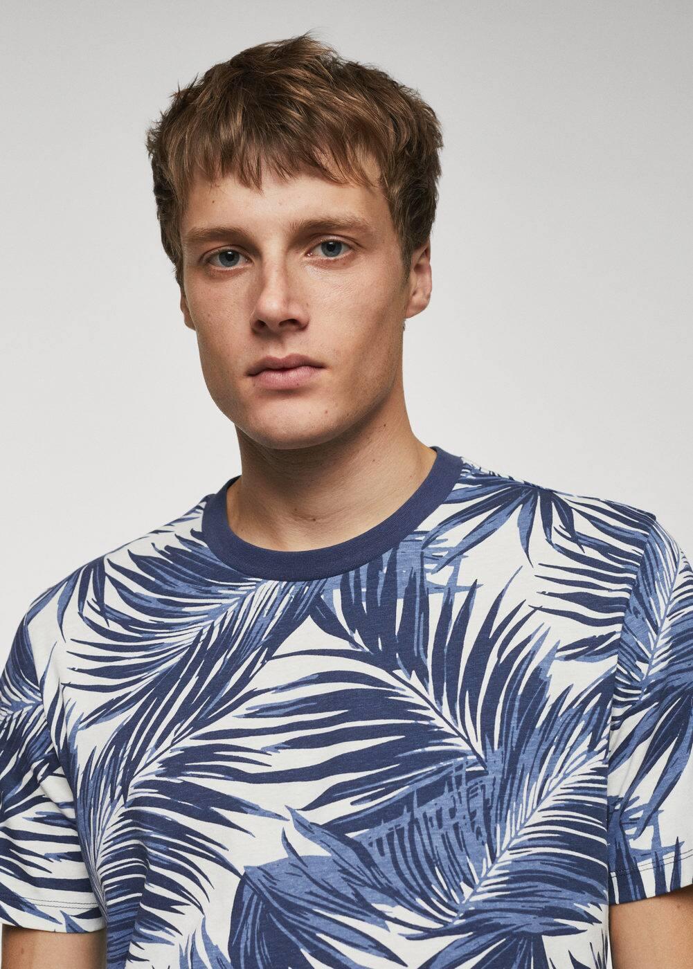 MANGO MAN - Slim-fit palm-print shirt blueMen Product Image