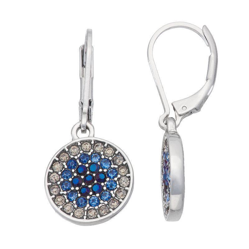 Simply Vera Vera Wang Silver Tone Clear & Blue Simulated Crystal Disc Drop Earrings, Womens Product Image