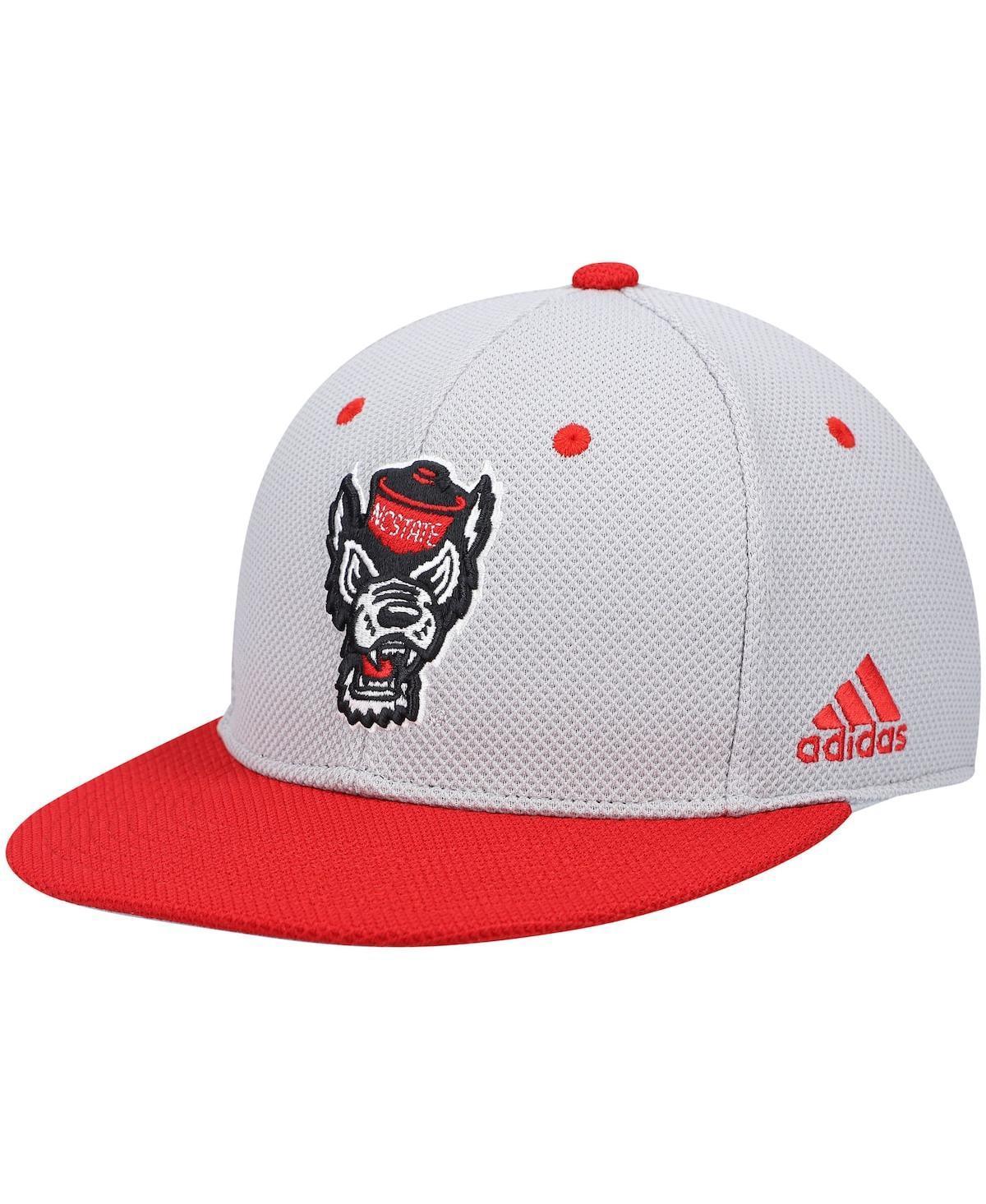 Mens adidas Gray/Red NC State Wolfpack On-Field Baseball Fitted Hat Product Image