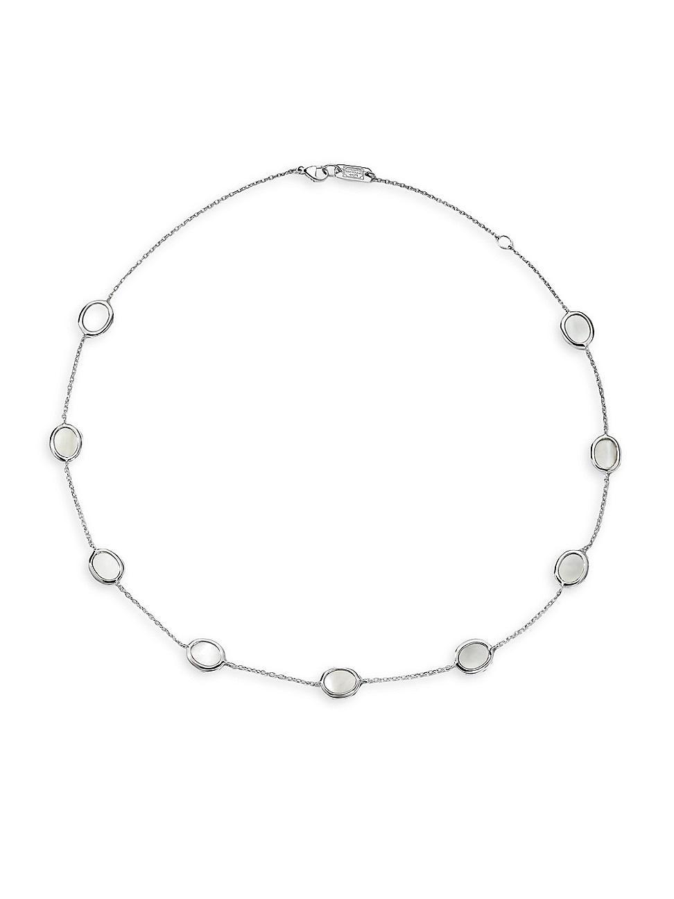 Womens Confetti Sterling Silver & Mother-Of-Pearl Short Station Necklace Product Image