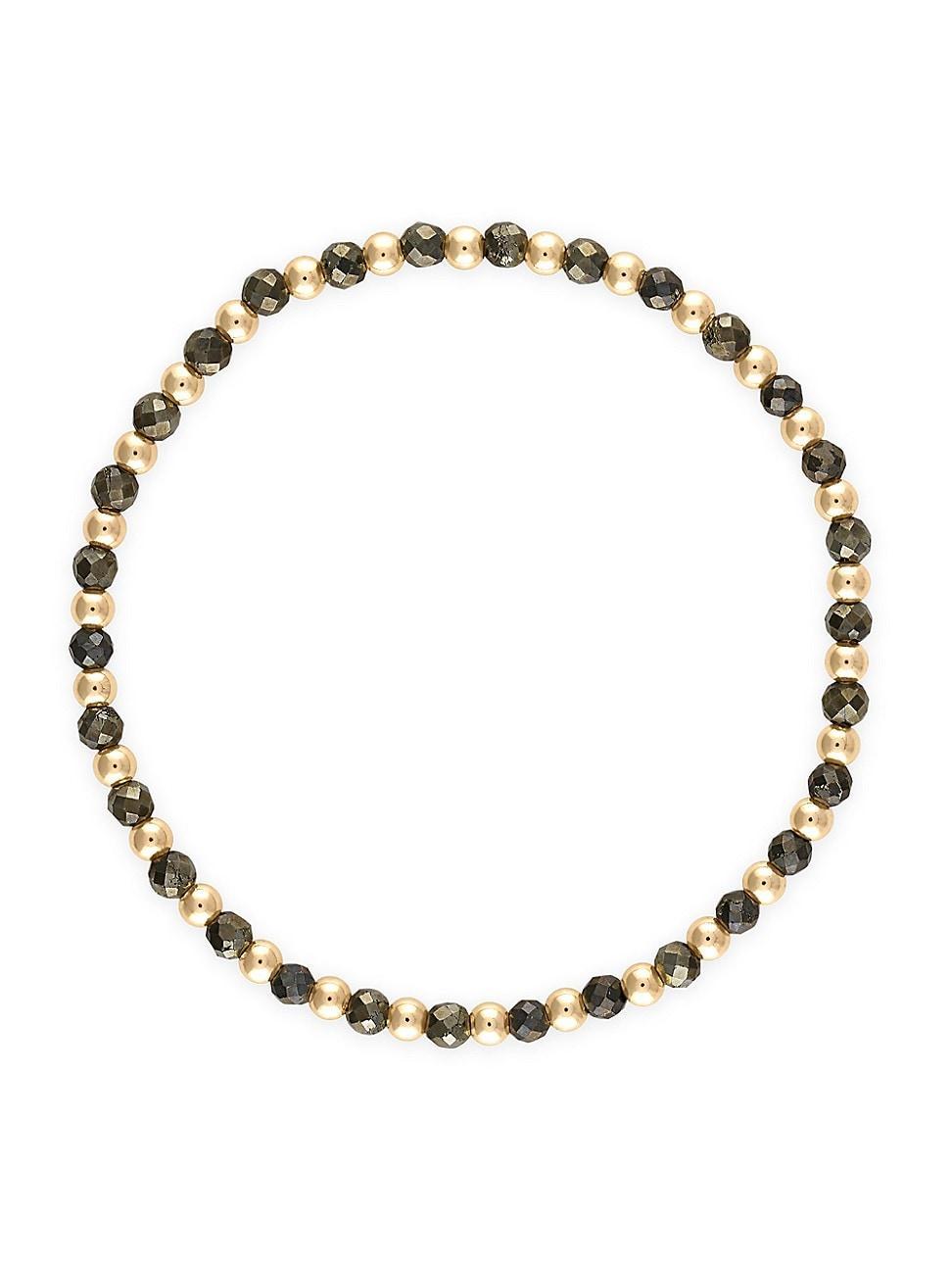 Womens Phoebe 14K-Gold-Filled & Pyrite Beaded Stretch Bracelet Product Image