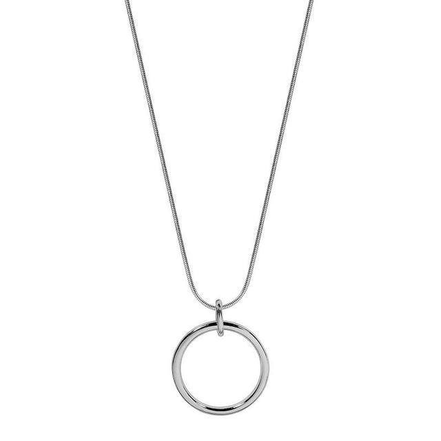 Emberly Silver Tone Circle Charm Pendant Necklace, Womens, None Product Image