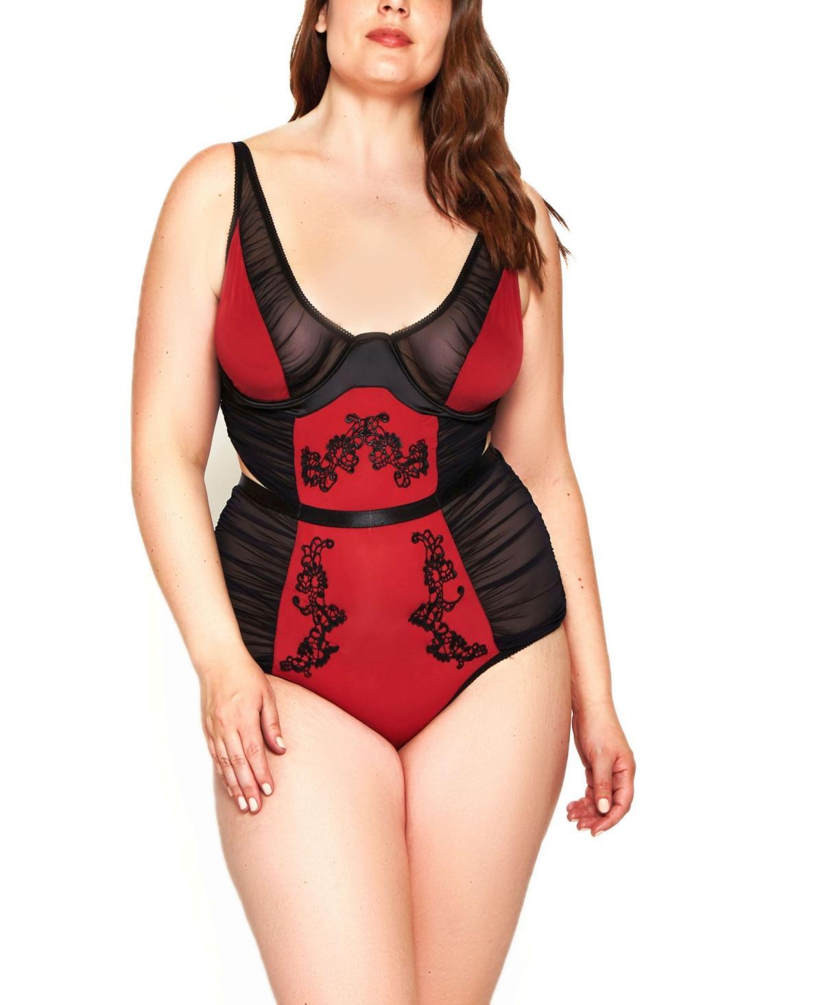 Icollection Women's Plus Size Micro & Mesh Teddy With Ruching & Appliqué Product Image