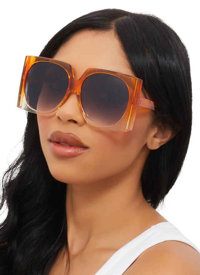 Ombre Clear Frame Oversized Square Sunglasses Female Product Image