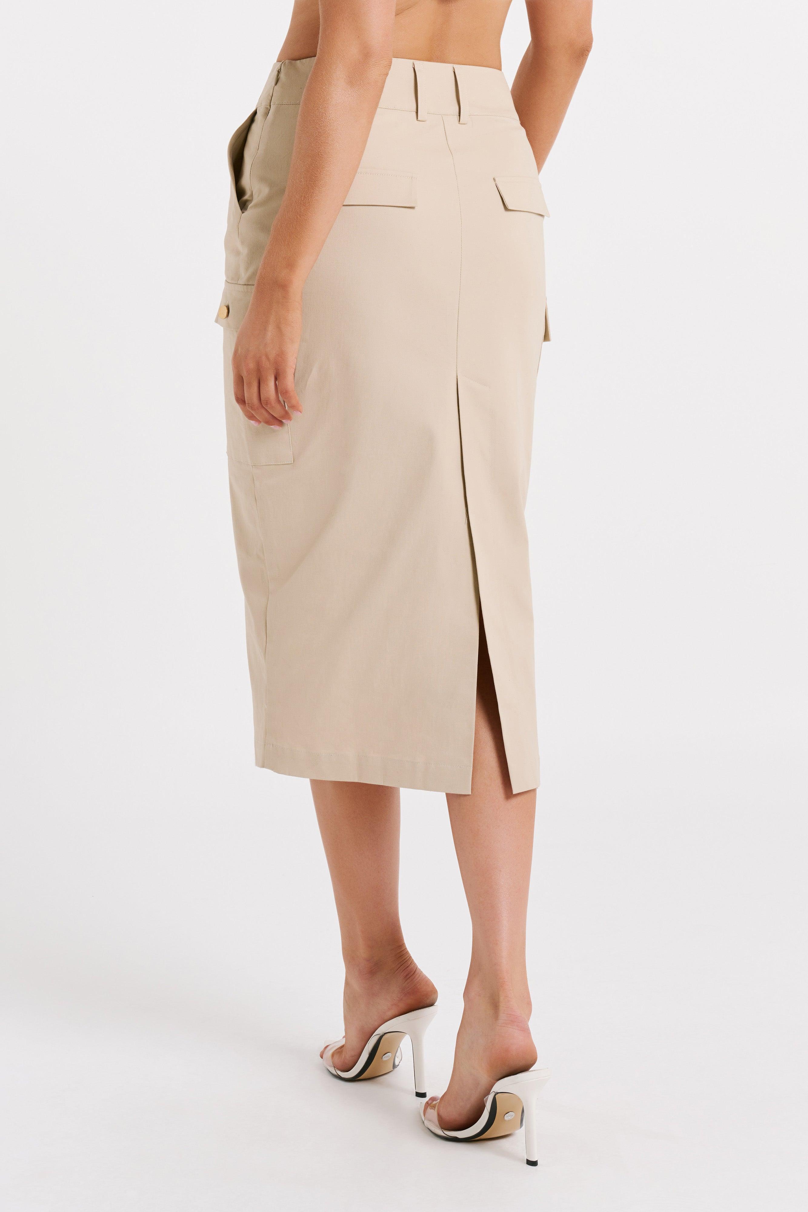 Lorna Mid Rise Cargo Skirt - Stone Product Image