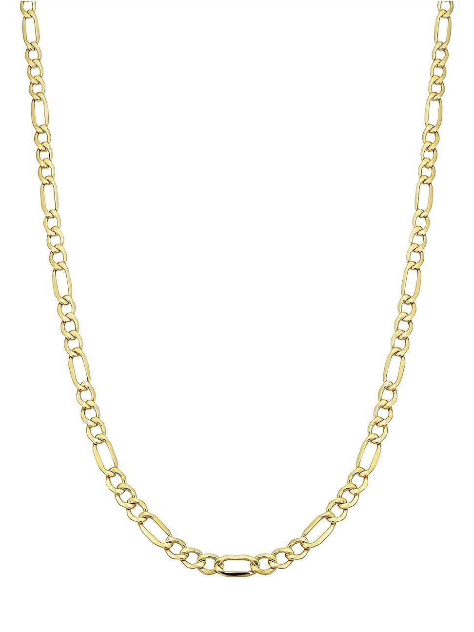 Womens 14K Yellow Solid Gold Florentine Figaro Necklace Product Image