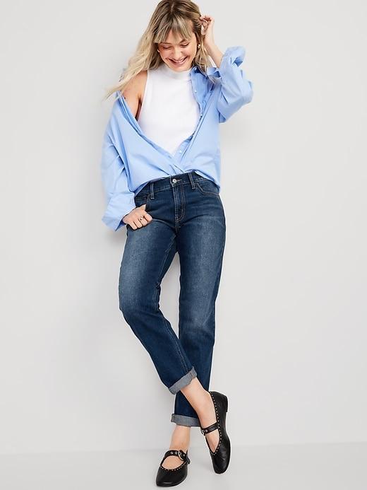 Mid-Rise Wow Boyfriend Straight Jeans Product Image