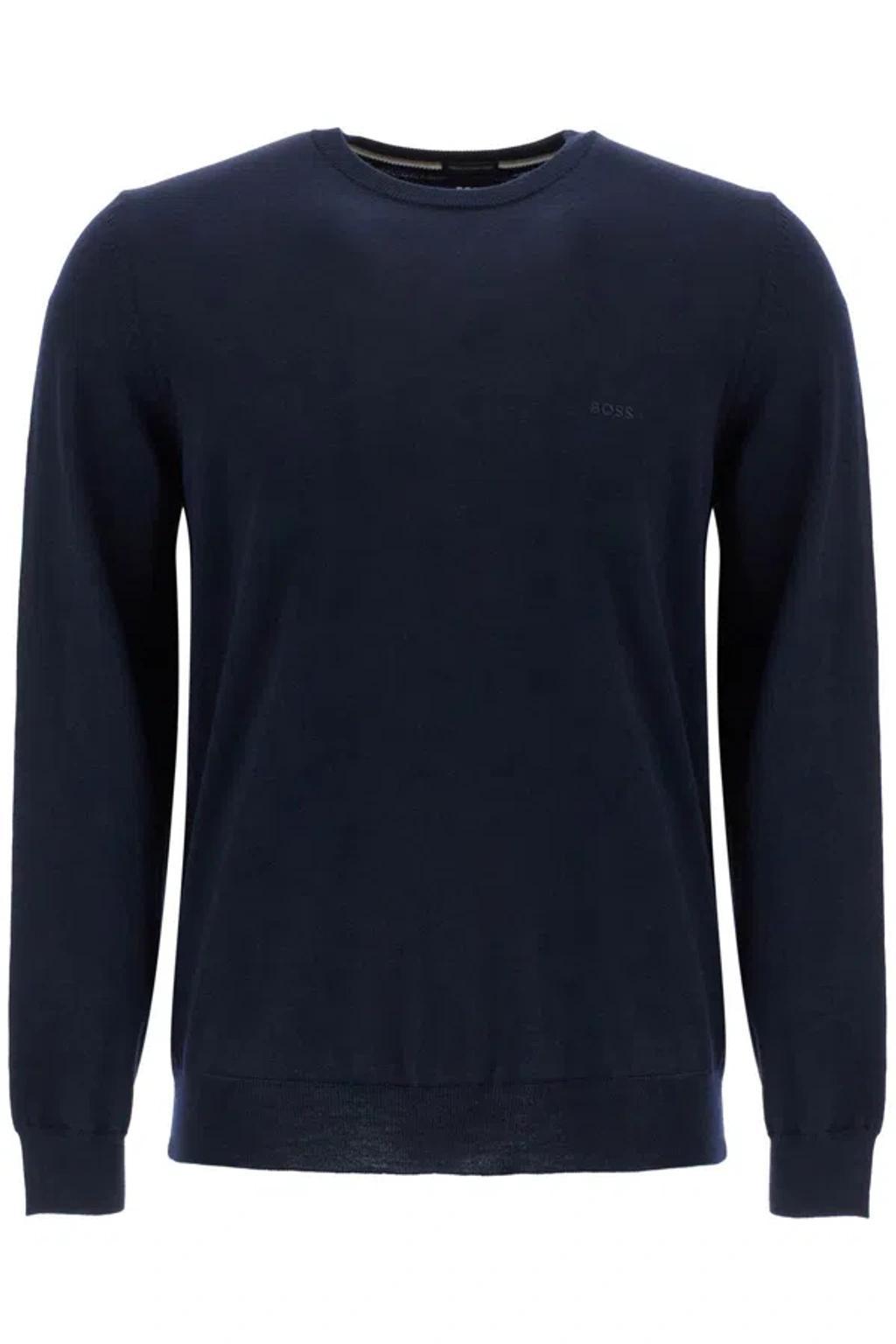 HUGO BOSS Boss 'botto' Light Wool Sweater In Blue Product Image