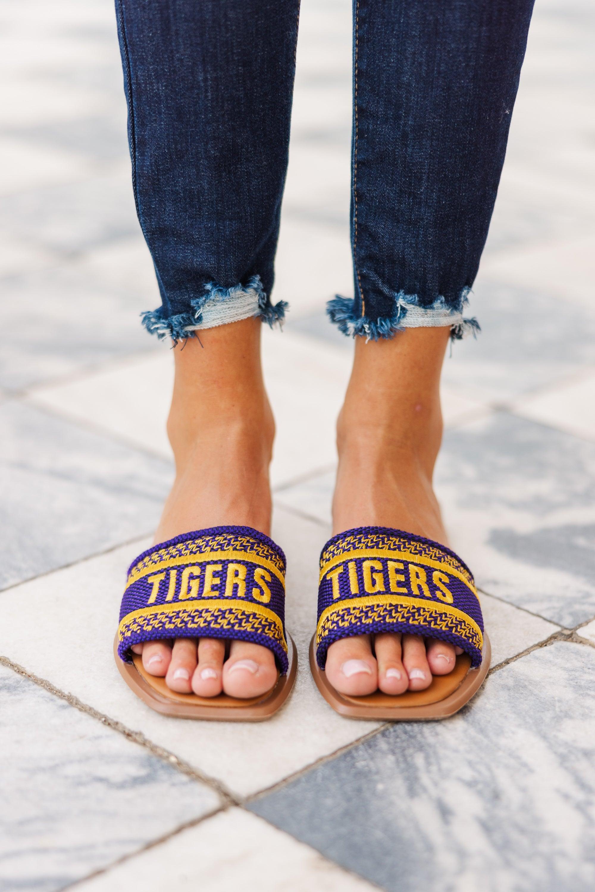 Walk On Purple Tigers Slide Sandals Female Product Image