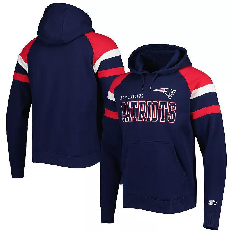 Mens Starter Navy New England Patriots Draft Fleece Raglan Pullover Hoodie Product Image