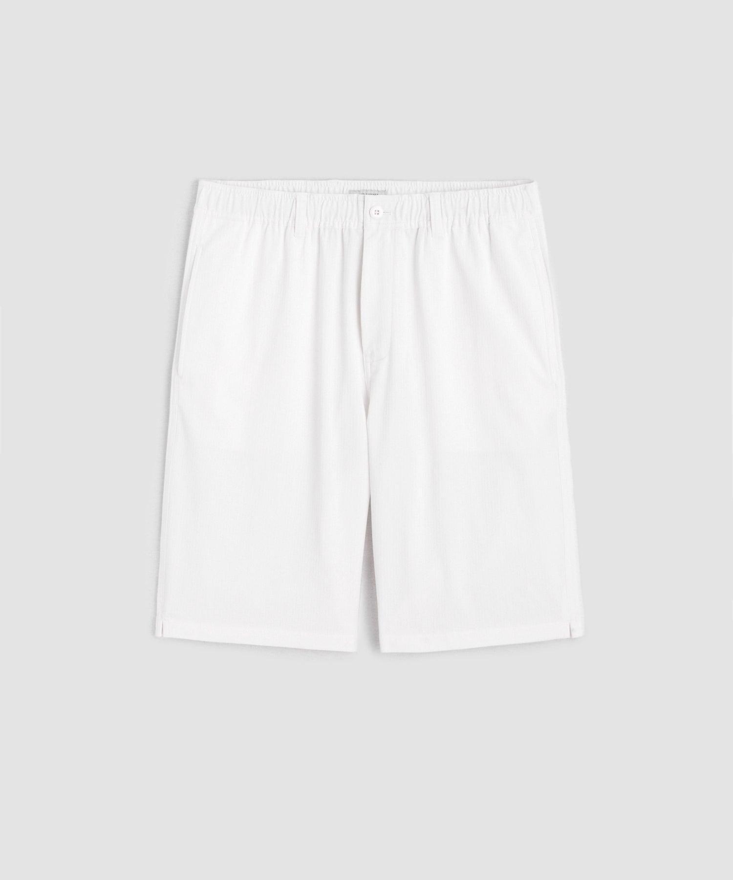 11" Italian Textured Relaxed  Short in White Stripe Product Image