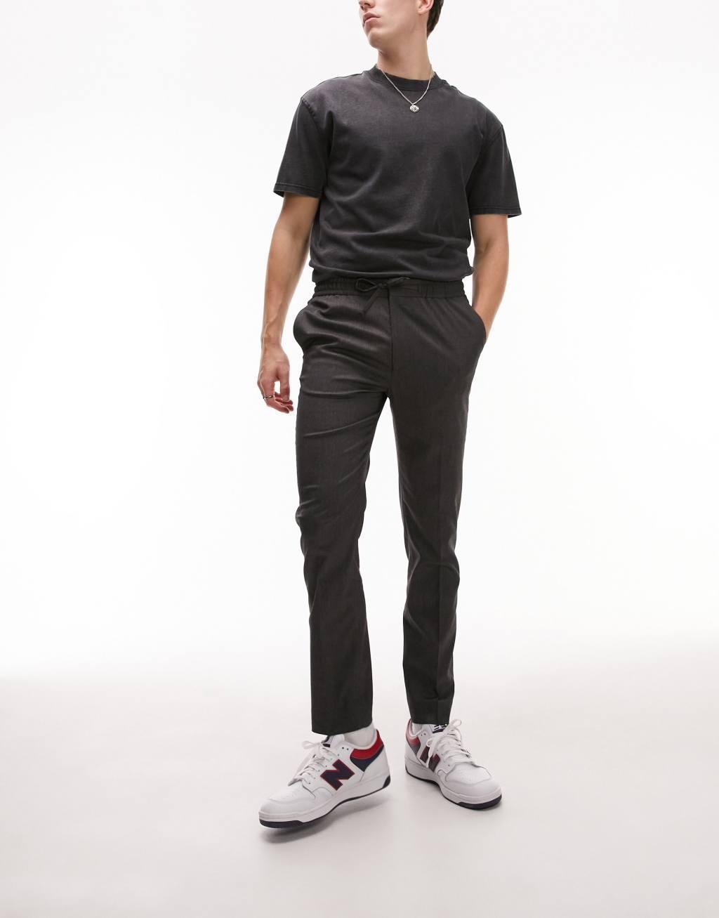 Topman skinny smart pants with elasticated waistband Product Image