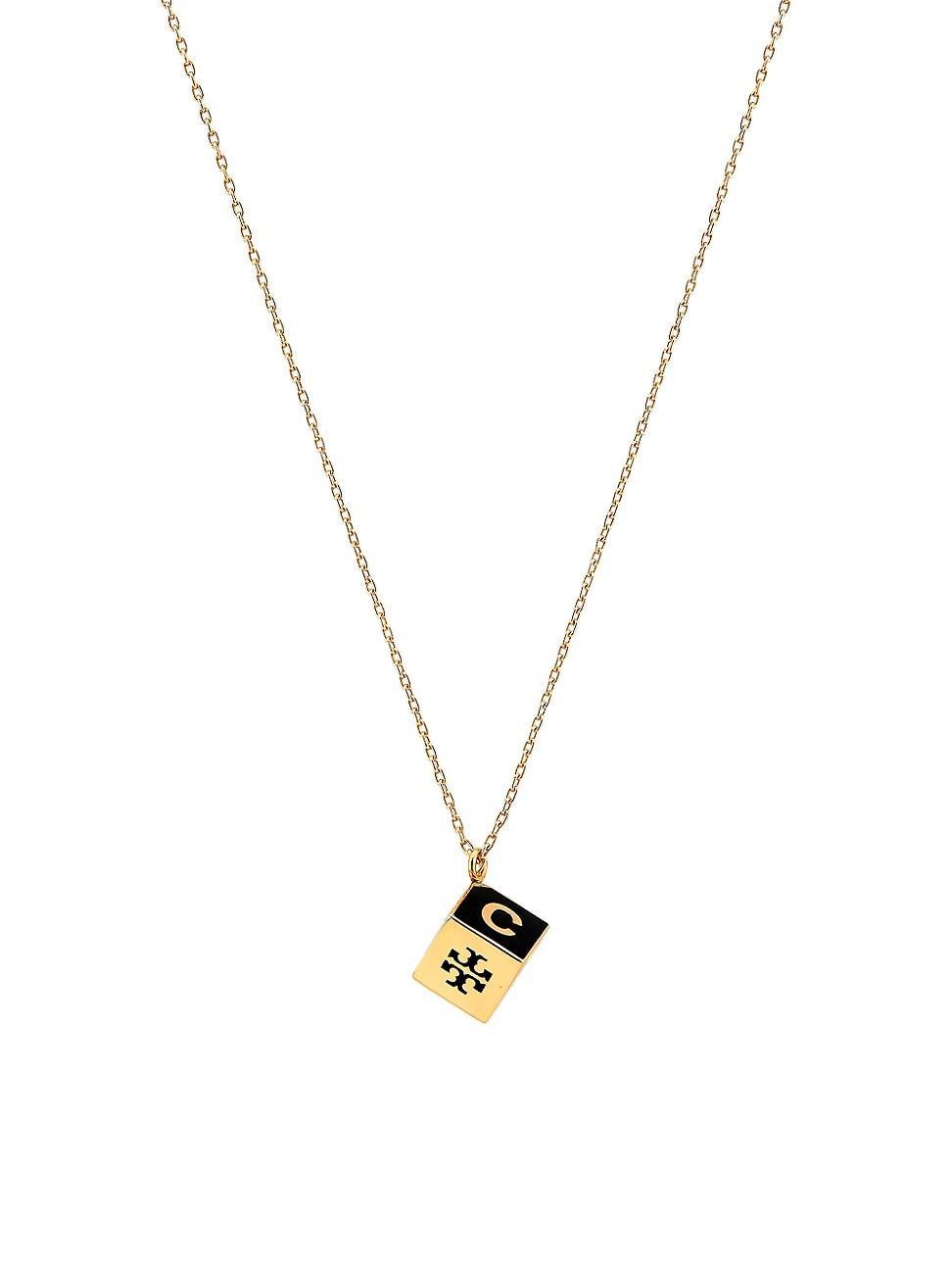 Womens 18K-Gold-Plated & Enamel Initial Die Pendant Necklace Product Image