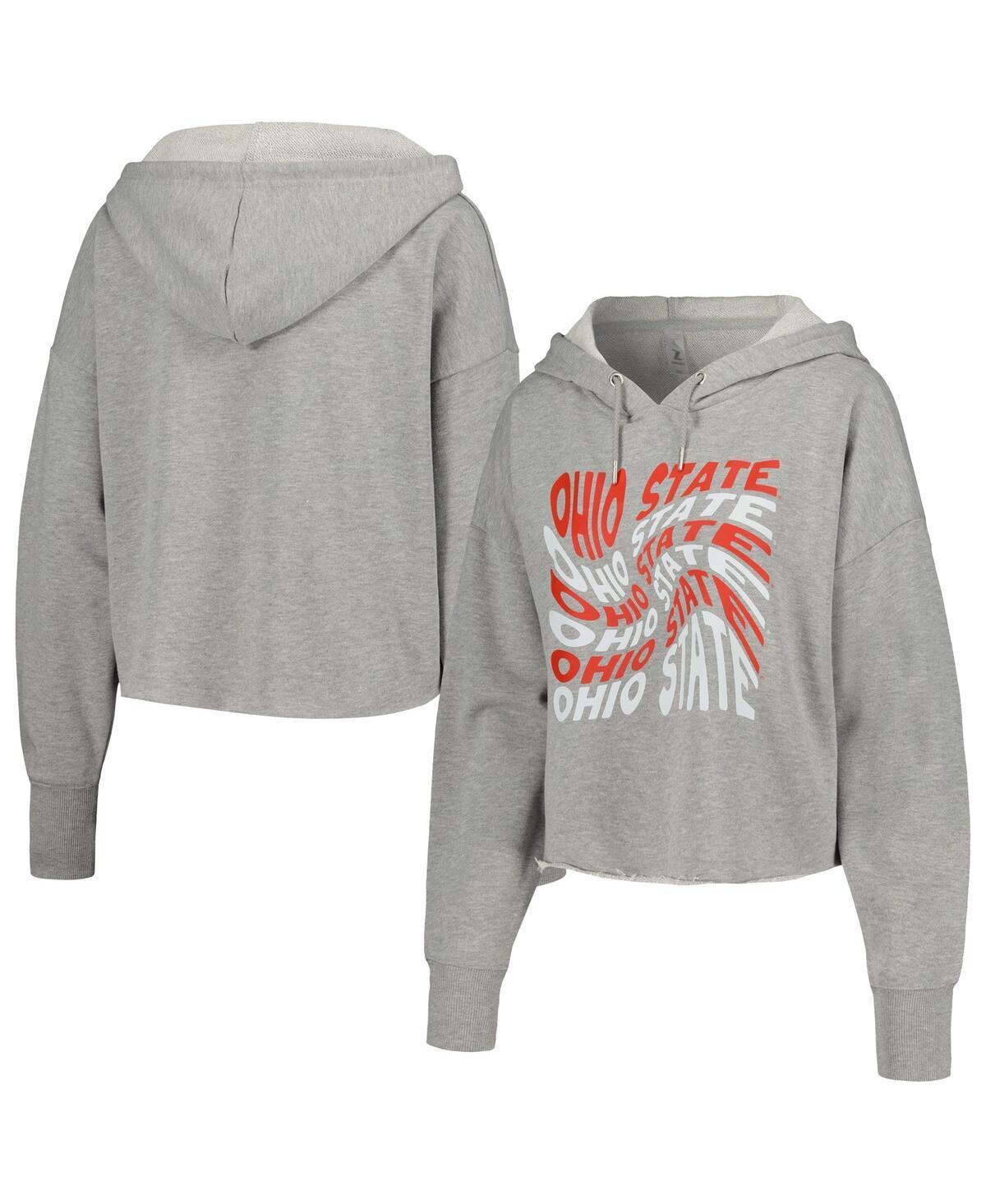 Womens ZooZatz Gray Ohio State Buckeyes Swirl Cropped Pullover Hoodie Product Image