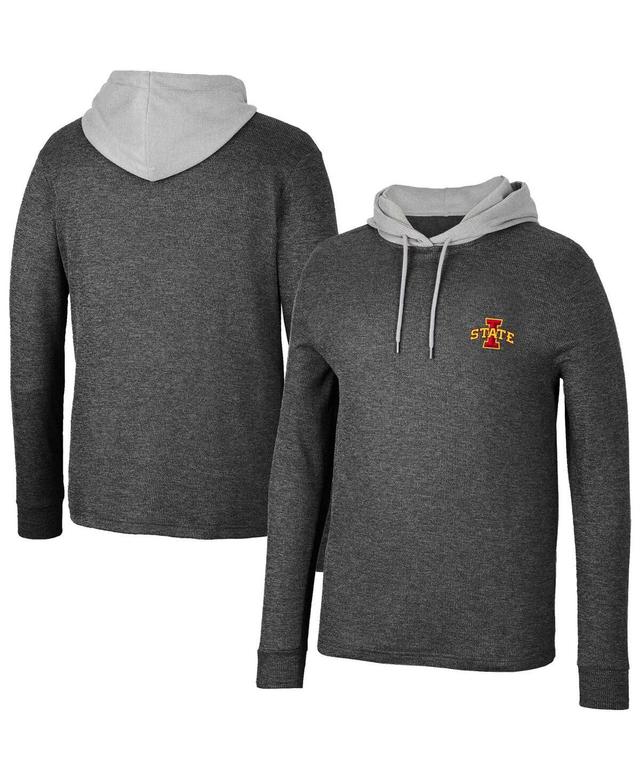 Mens Colosseum Black Minnesota Golden Gophers Ballot Waffle-Knit Thermal Long Sleeve Hoodie T-shirt Product Image