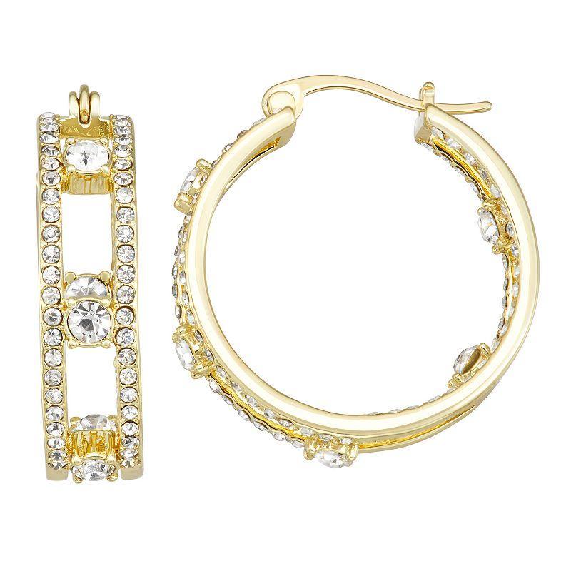 Chrystina Crystal Accent Click-It Hoop Earrings, Womens, Gold Tone White Product Image