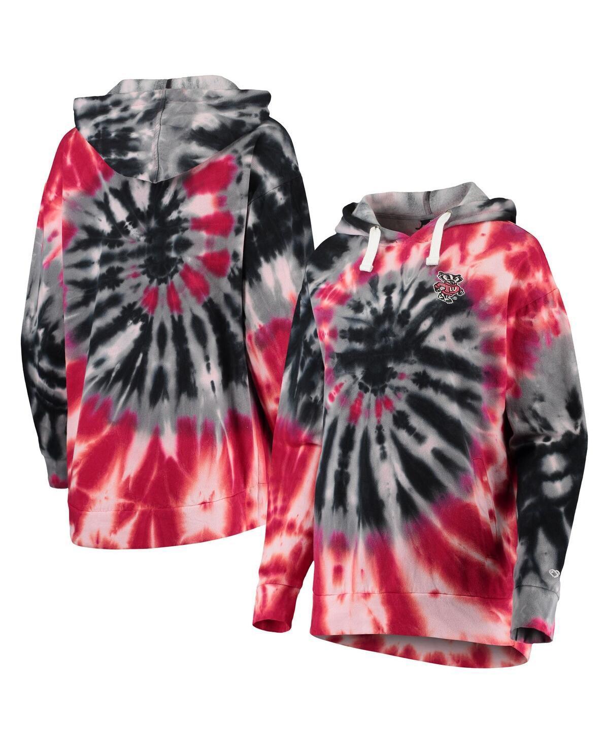 Womens Colosseum Red Wisconsin Badgers Slow Ride Spiral Tie-Dye Oversized Pullover Hoodie product image