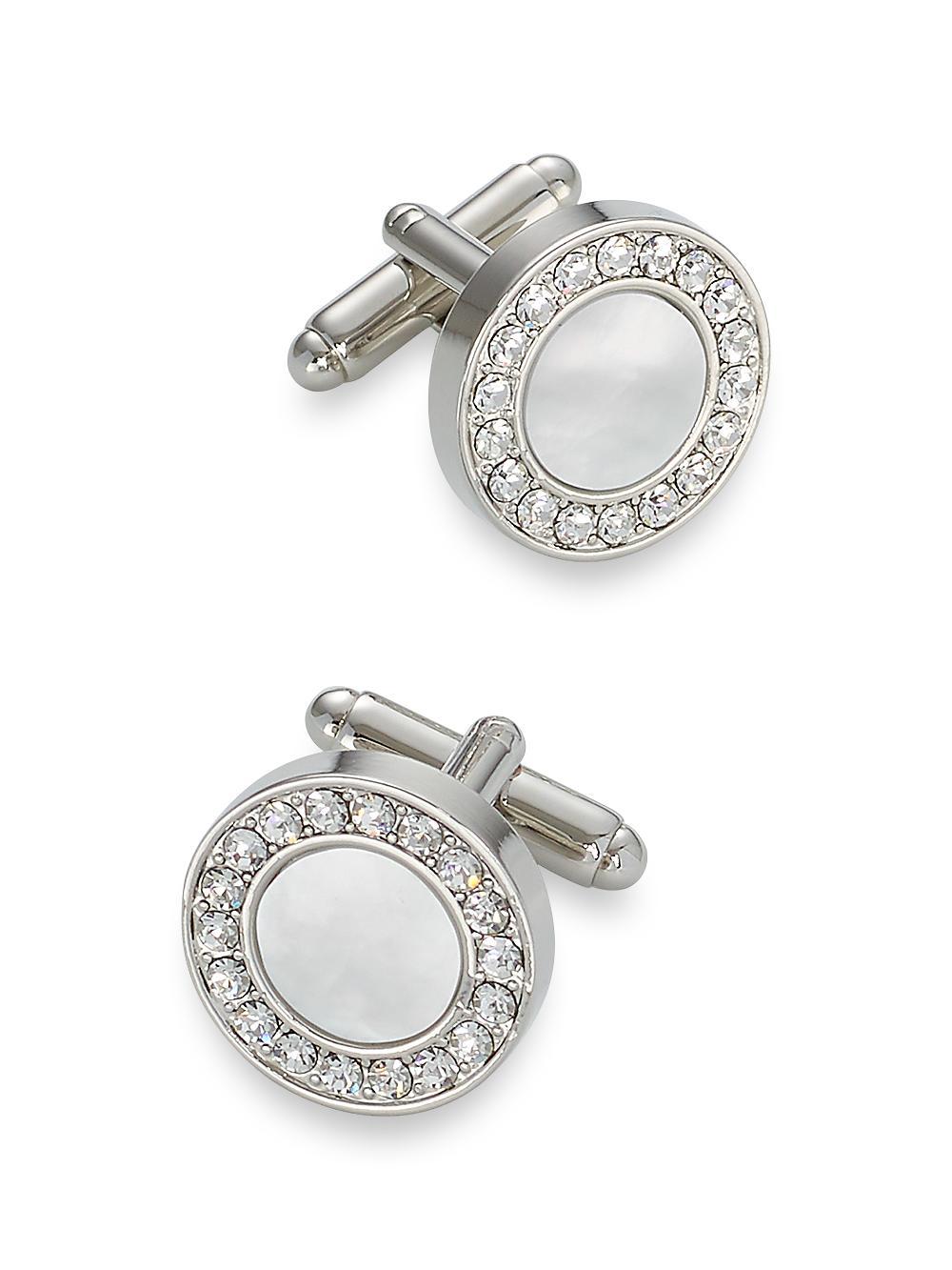 Mother of Pearl & Crystal Cufflinks - Silver Product Image