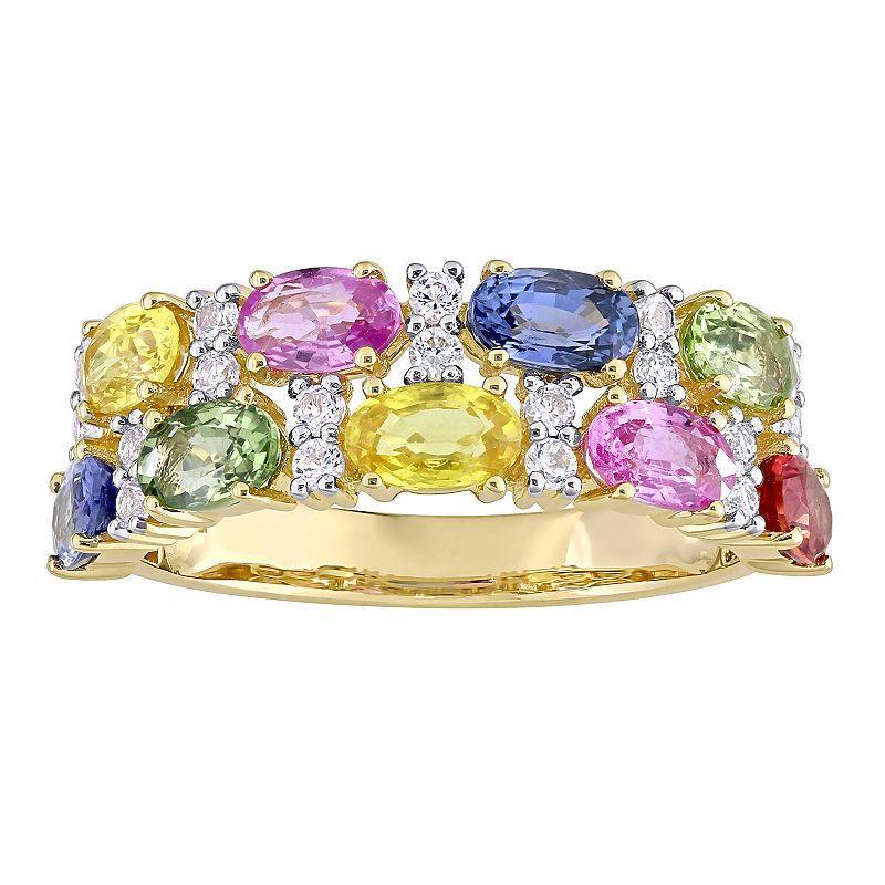 Stella Grace 14k Gold Multi-Color Sapphire Semi-Eternity Ring, Womens Product Image