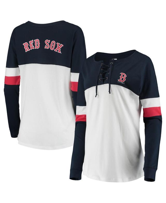 Womens New Era /Navy Boston Red Sox Lace-Up Long Sleeve T-Shirt Product Image