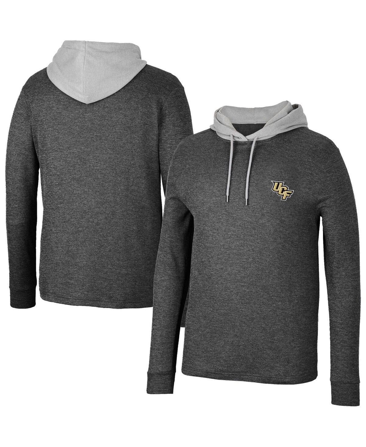 Mens Colosseum Black UCF Knights Ballot Waffle-Knit Thermal Long Sleeve Hoodie T-Shirt Product Image