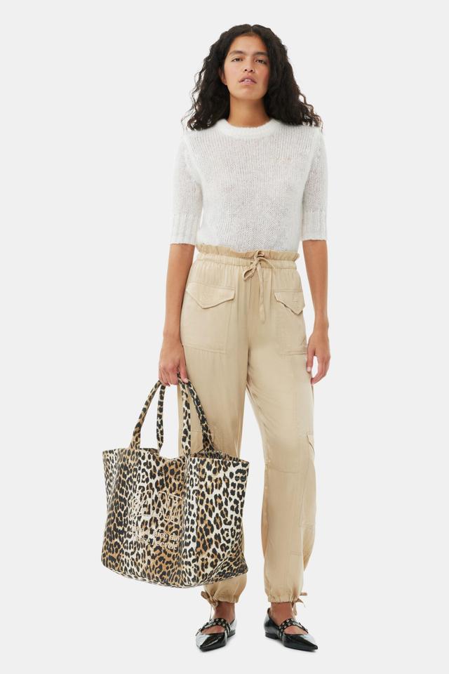 Oversized Leopard-Print Canvas Tote Bag Product Image