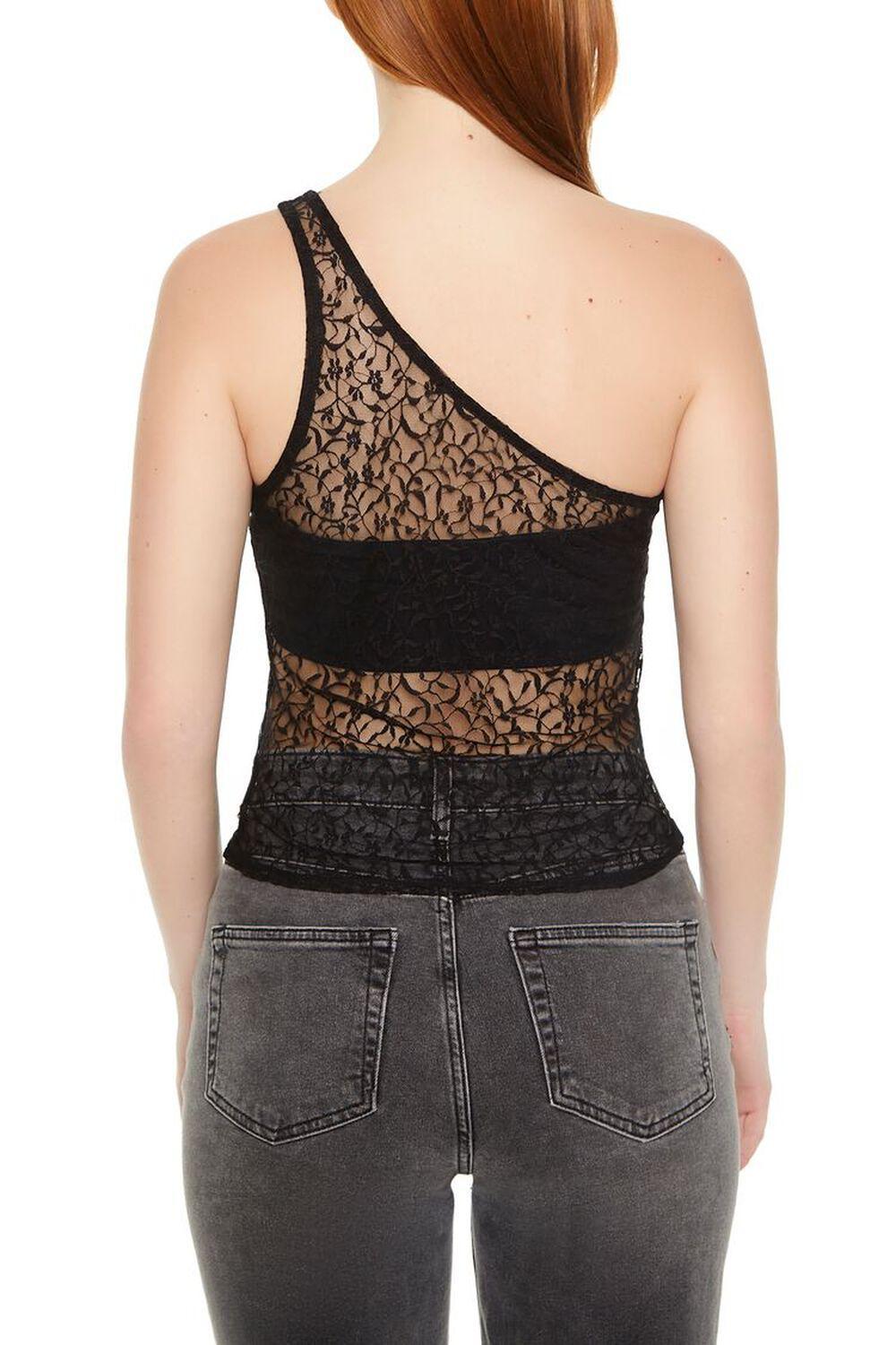 Sheer Lace One-Shoulder Top | Forever 21 Product Image