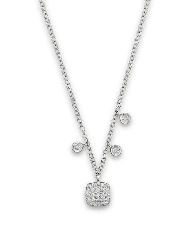 Meira T 14K White Gold Square Pave Diamond Disc Necklace, 16 Product Image