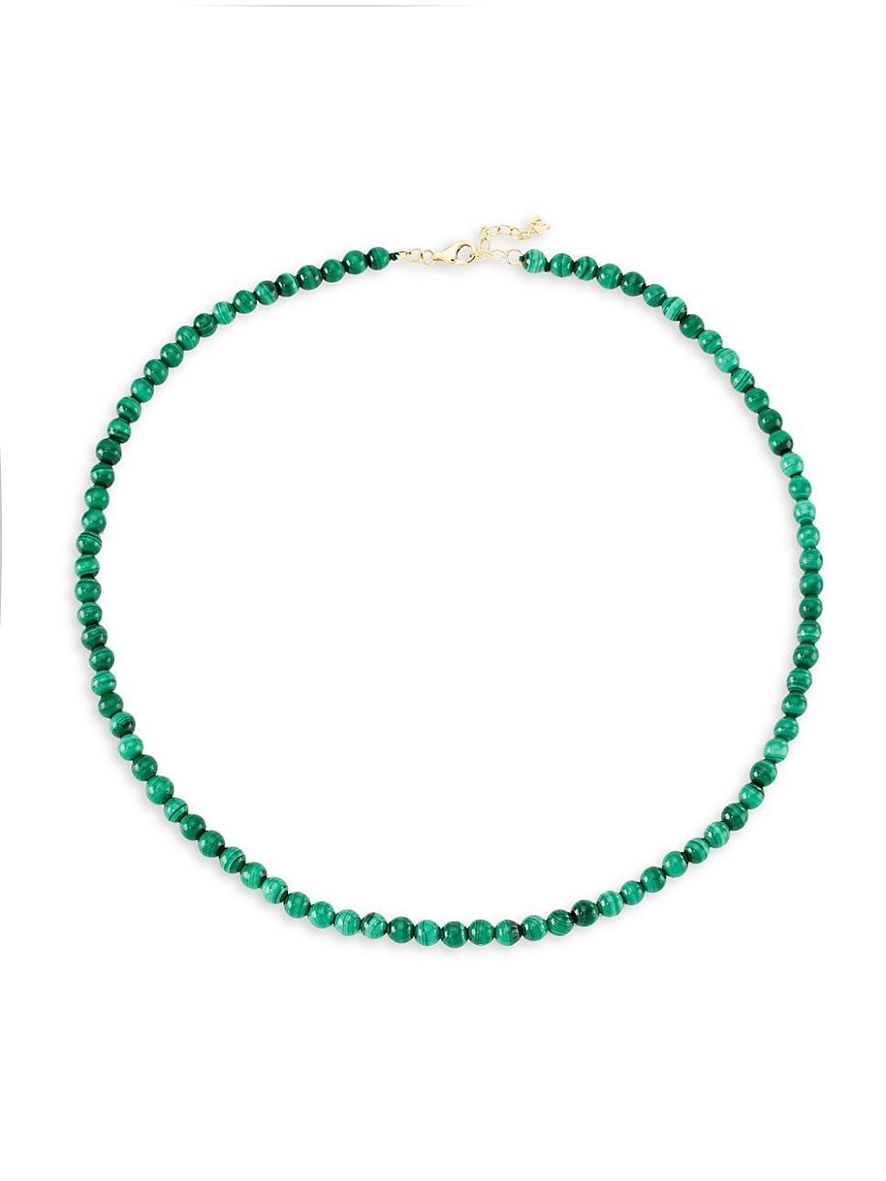 Womens Dot 14K Yellow Gold & Malachite Beaded Choker Product Image