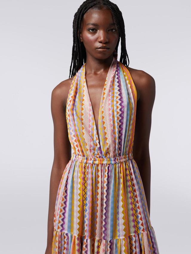 Long printed cotton and silk cover-up dress Multicoloured | Missoni Product Image