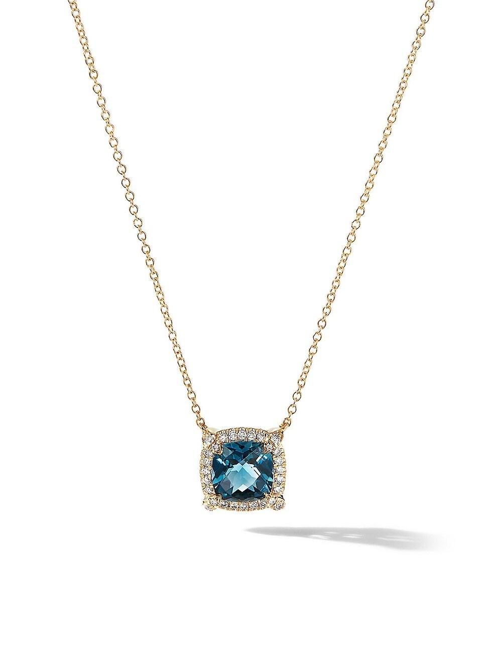 Womens Petite Chatelaine Pav Bezel Pendant Necklace in 18K Yellow Gold with Diamonds Product Image