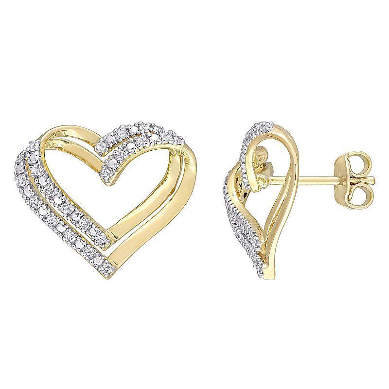 Stella Grace Sterling Silver 1/5 Carat T.W. Diamond Heart Stud Earrings, Womens, White Product Image