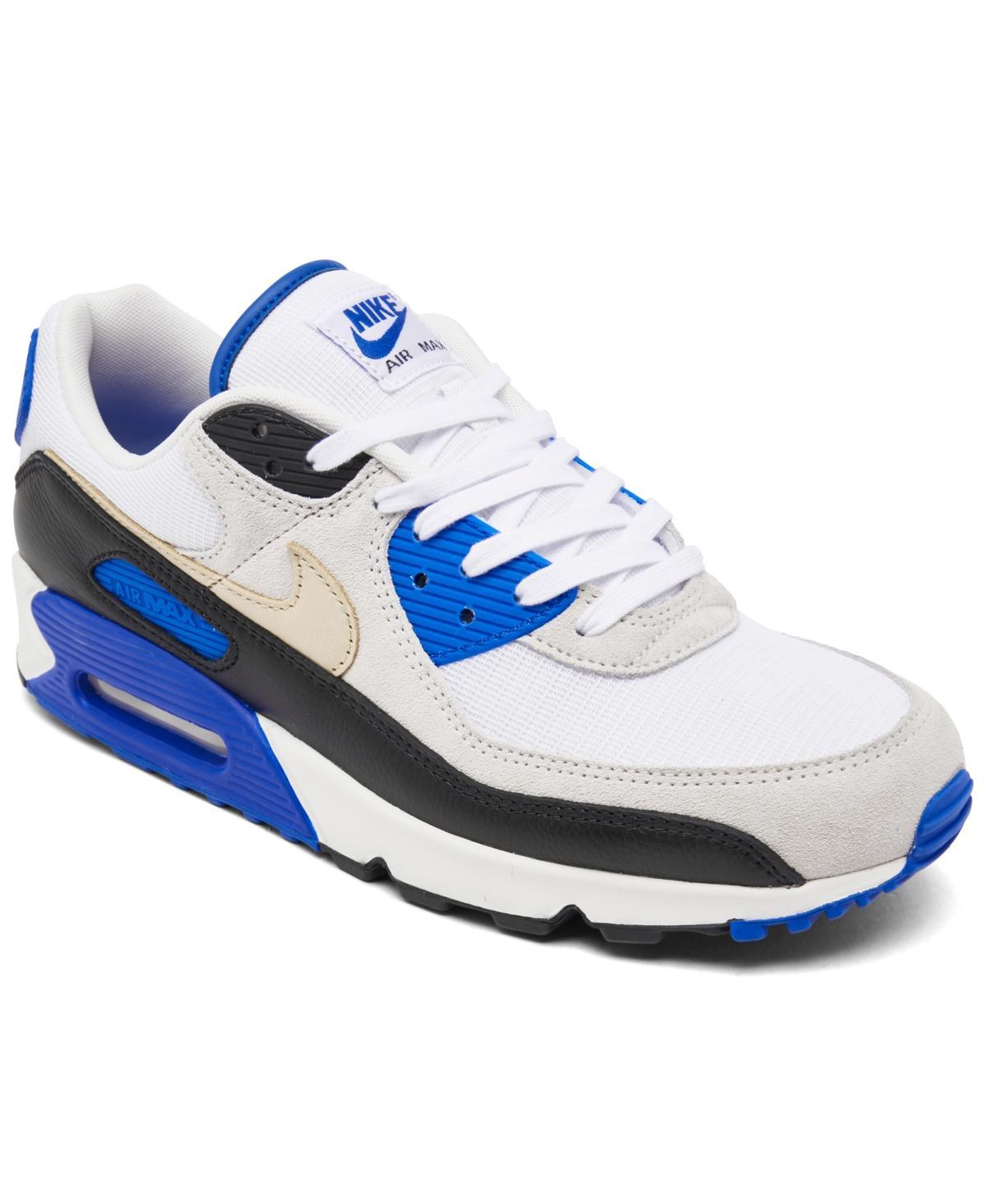 Nike Mens Nike Air Max 90 Premium - Mens Running Shoes White/Khaki/Blue Product Image