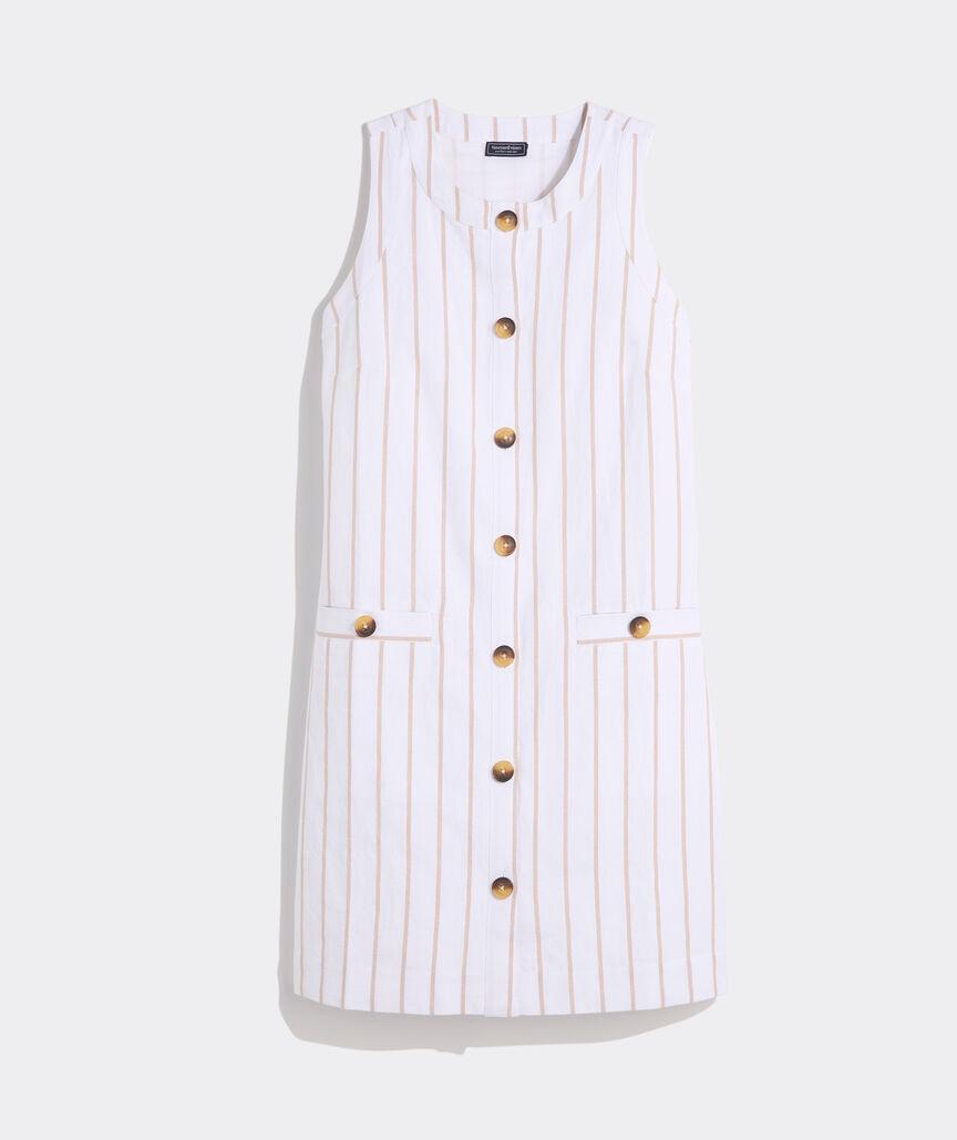 Linen Button-Front Shift Dress Product Image