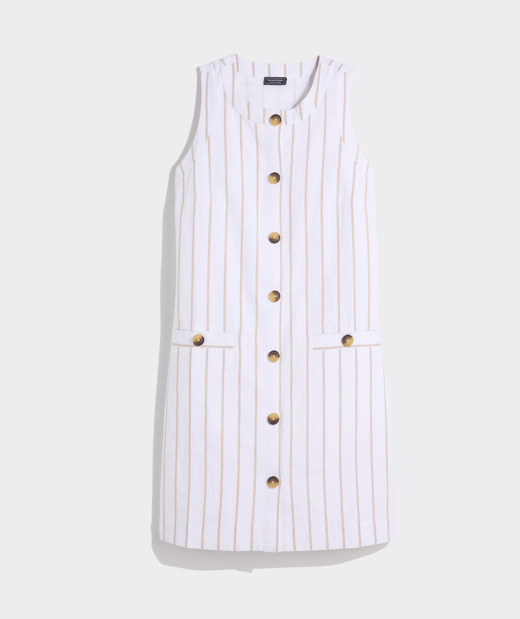 Linen Button-Front Shift Dress Product Image