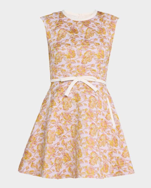 Floral Brocade Sleeveless Mini Dress Product Image