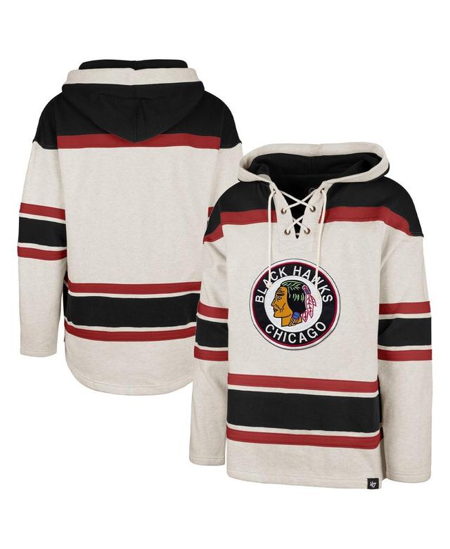 Mens 47 Oatmeal Chicago Blackhawks Rockaway Lace-Up Pullover Hoodie Product Image